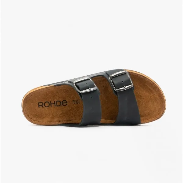 5865 Ladies Leather Mule Sandals Black