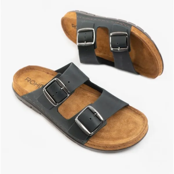 5865 Ladies Leather Mule Sandals Black