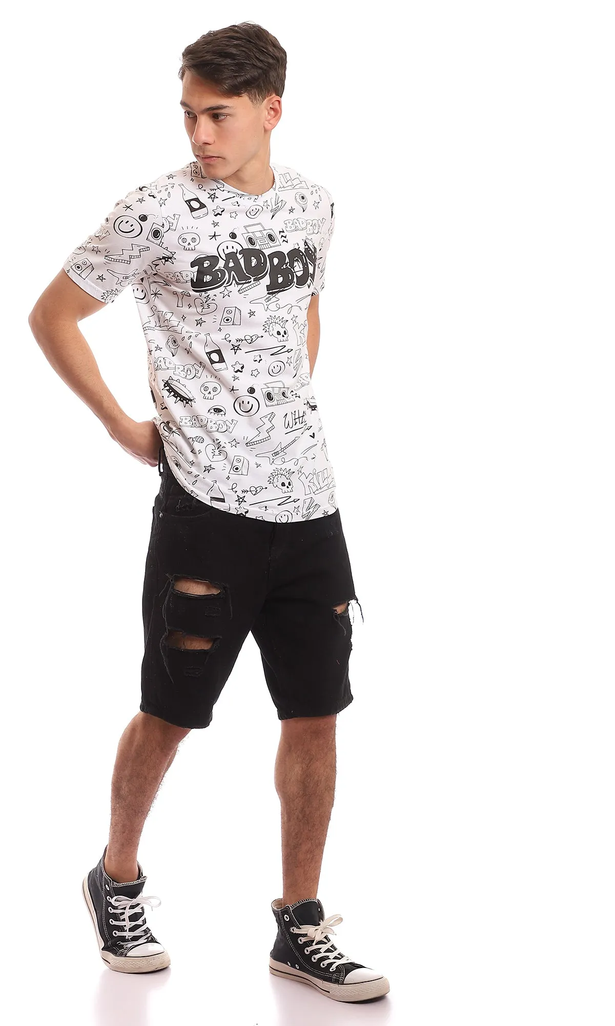 97372 Tri-Tone Black & White "Bad Boy" Tee