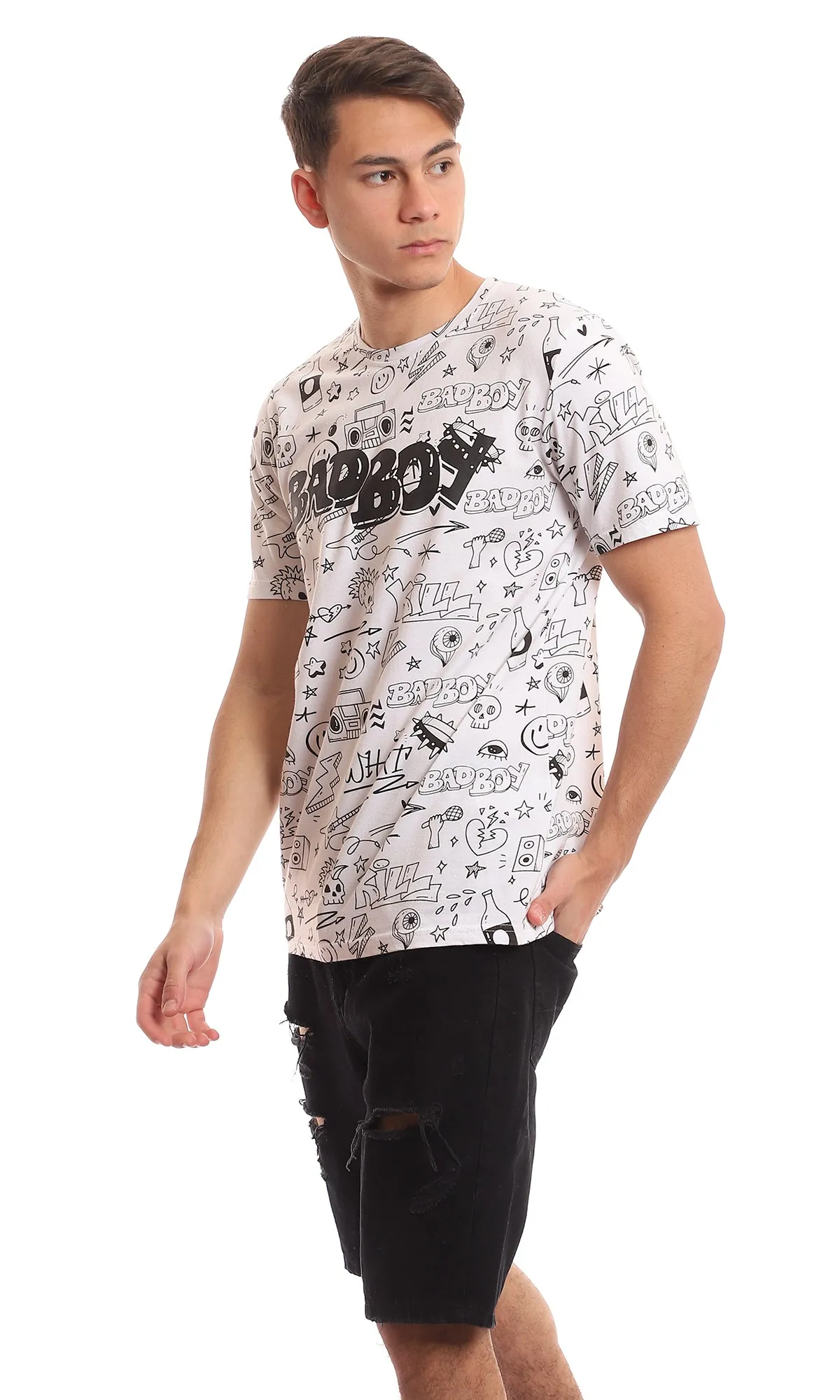 97372 Tri-Tone Black & White "Bad Boy" Tee