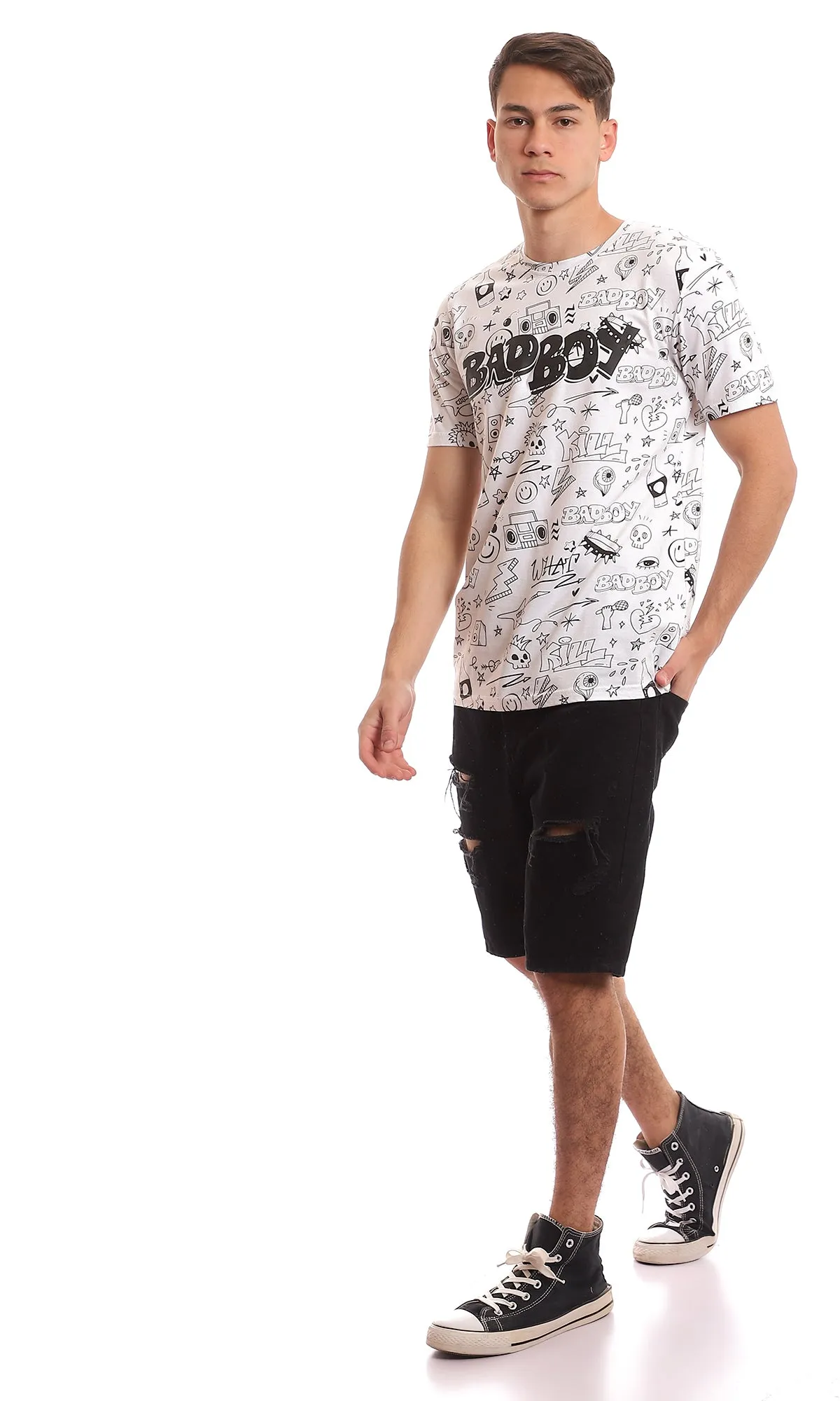 97372 Tri-Tone Black & White "Bad Boy" Tee