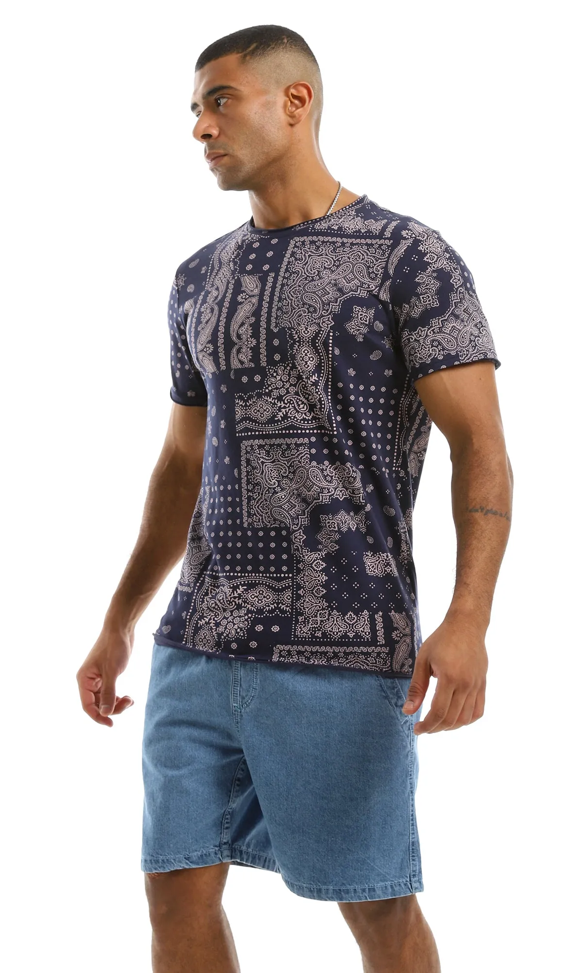 98264 Navy Blue Multi Patterned Tee
