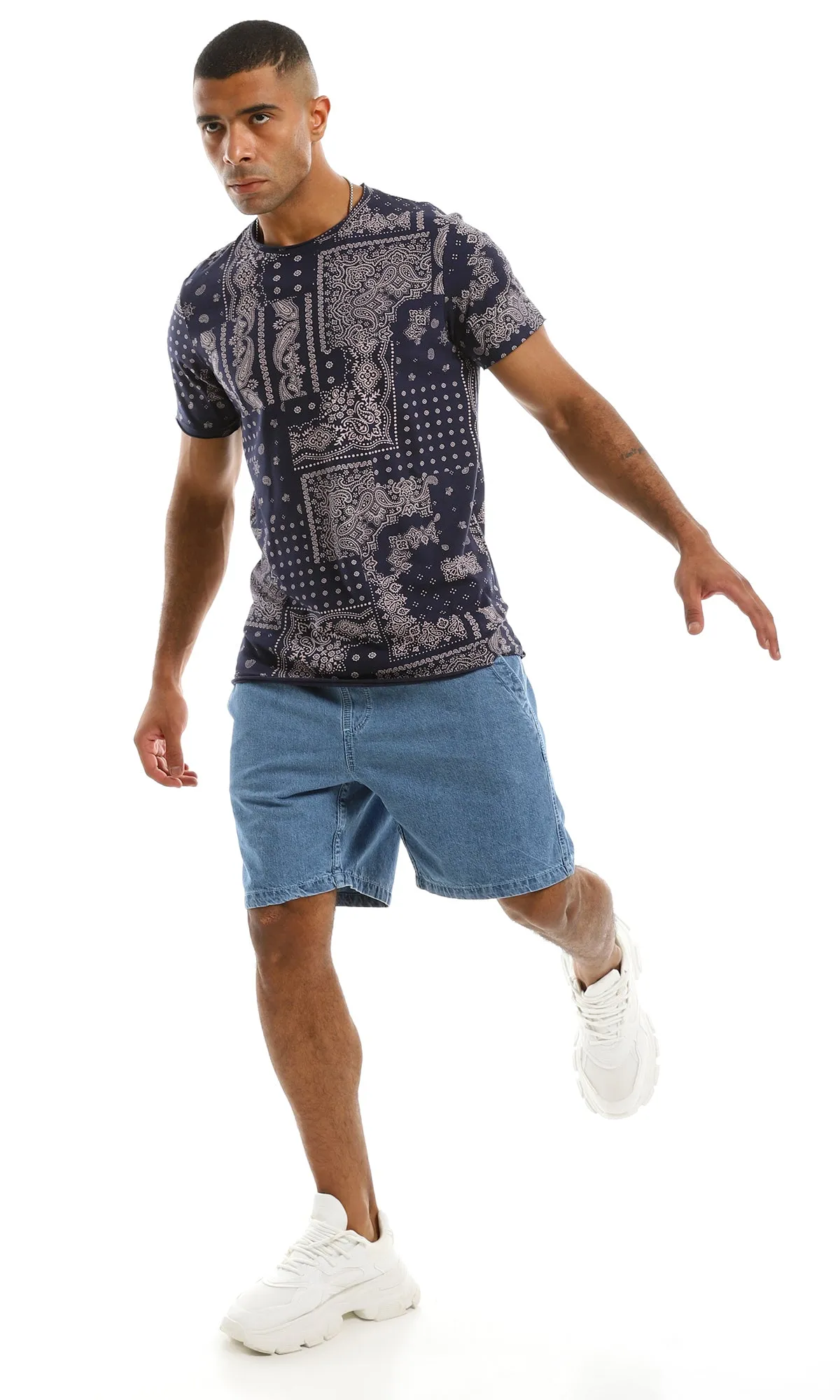 98264 Navy Blue Multi Patterned Tee