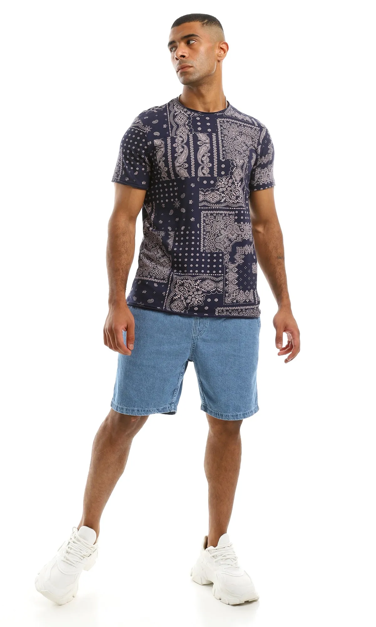 98264 Navy Blue Multi Patterned Tee