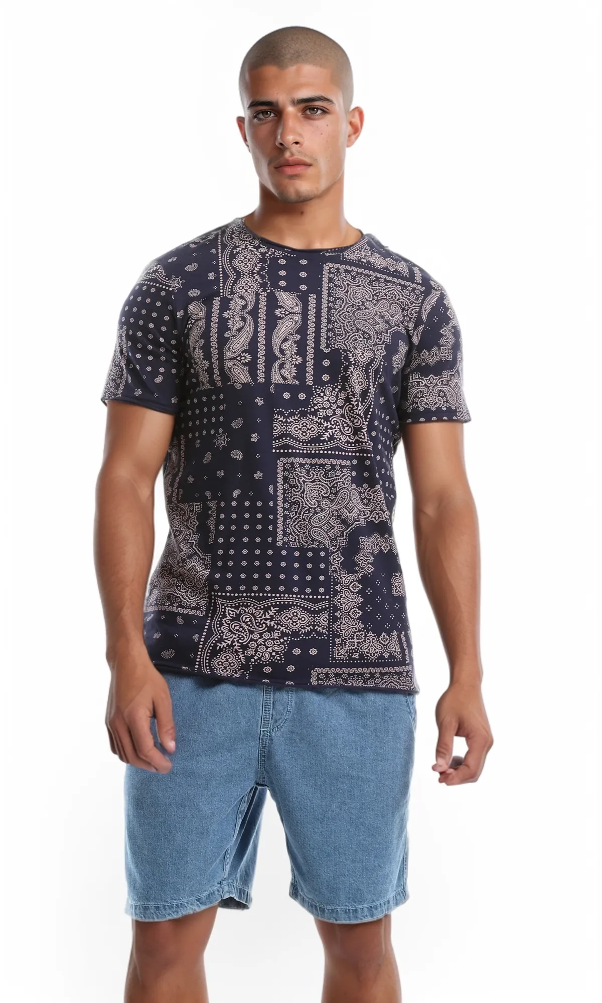 98264 Navy Blue Multi Patterned Tee