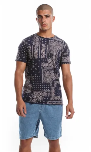 98264 Navy Blue Multi Patterned Tee