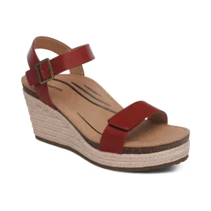 Aetrex Sydney Espadrille Wedge Red