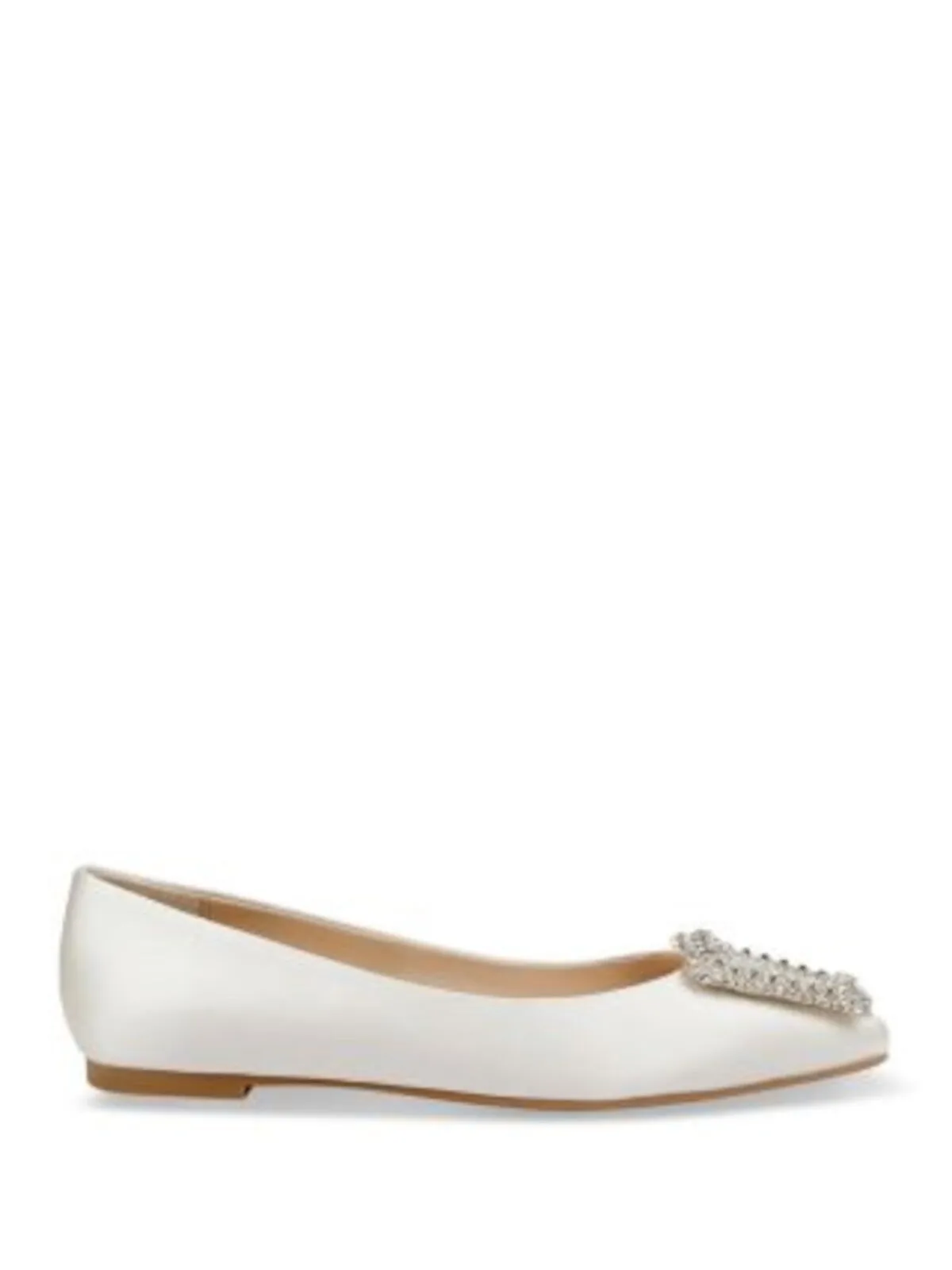 BADGLEY MISCHKA Womens Ivory Embellished Hardware Padded Emerie Pointed Toe Slip On Dress Flats Shoes
