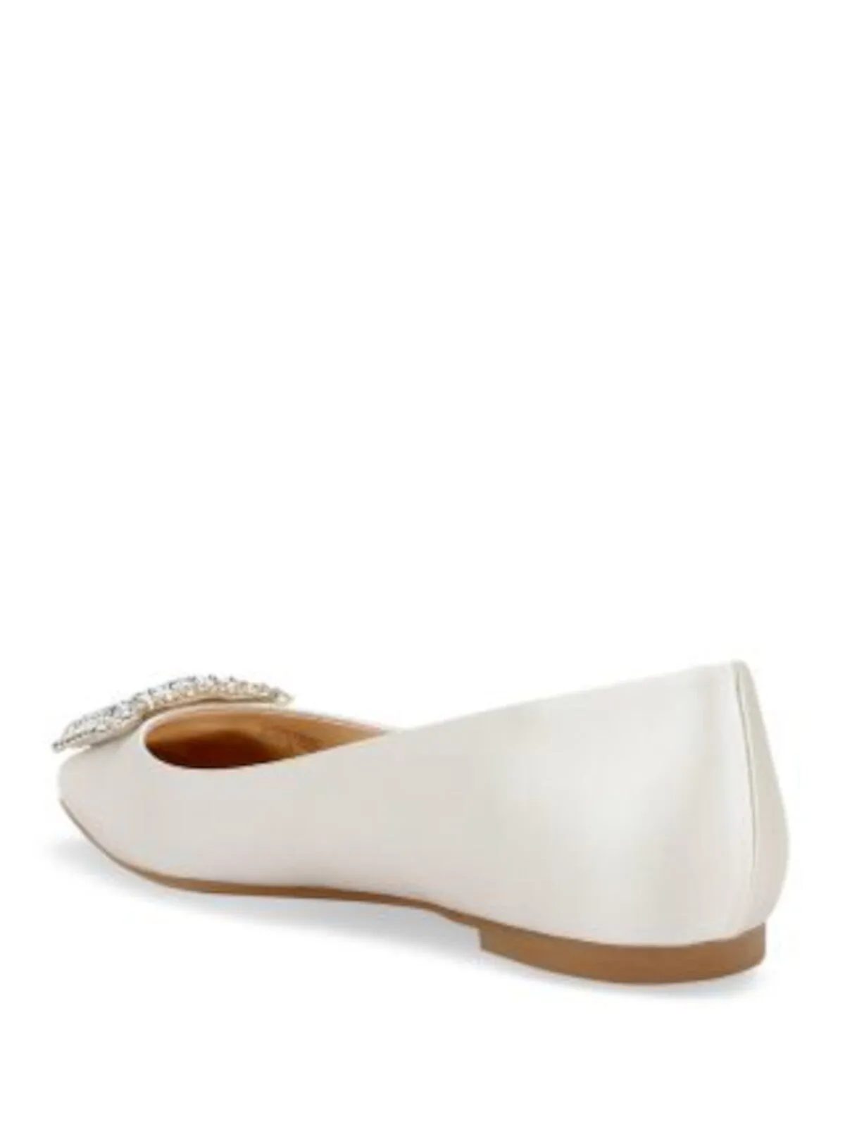 BADGLEY MISCHKA Womens Ivory Embellished Hardware Padded Emerie Pointed Toe Slip On Dress Flats Shoes