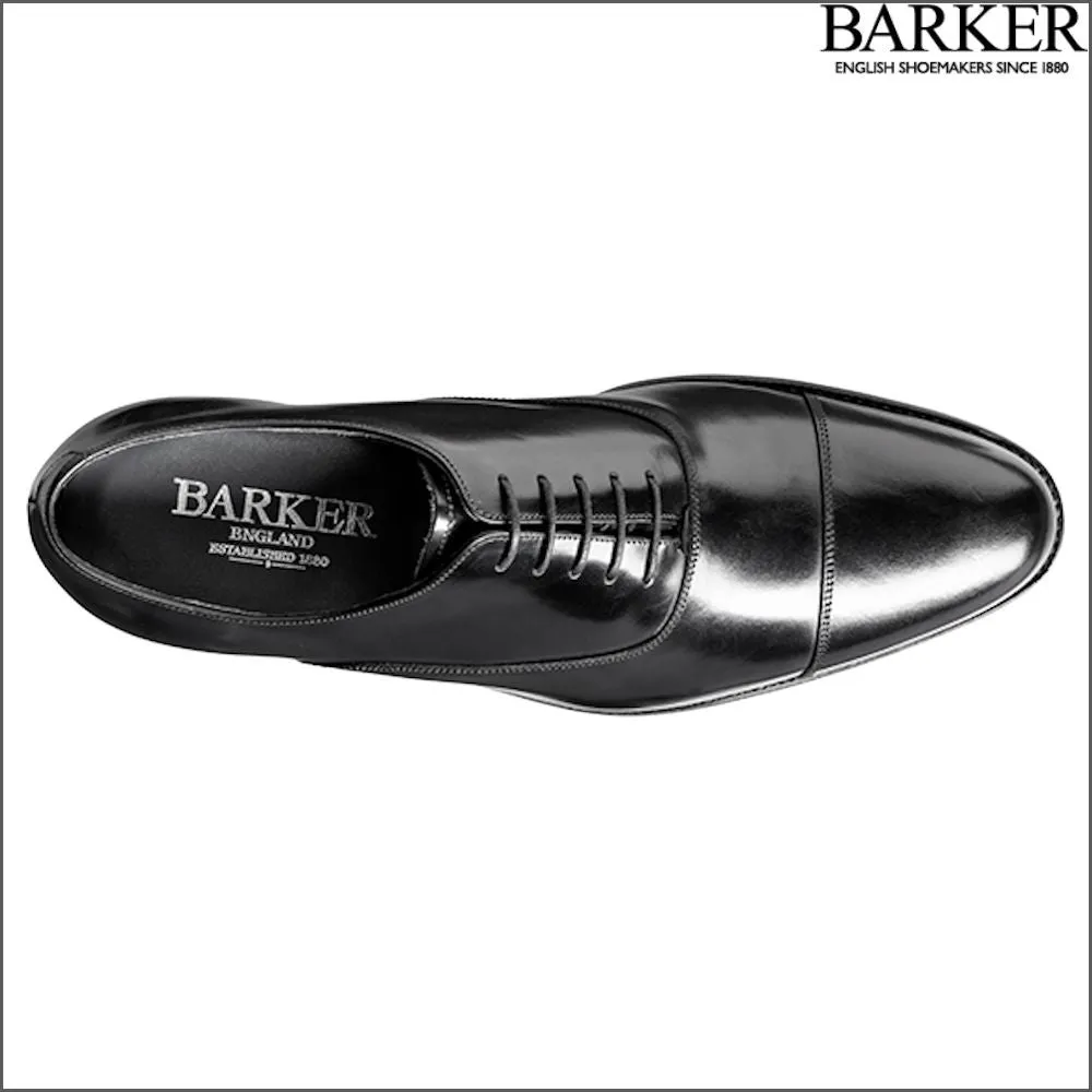 Barker Winsford Black Polish Oxford Toe Cap@