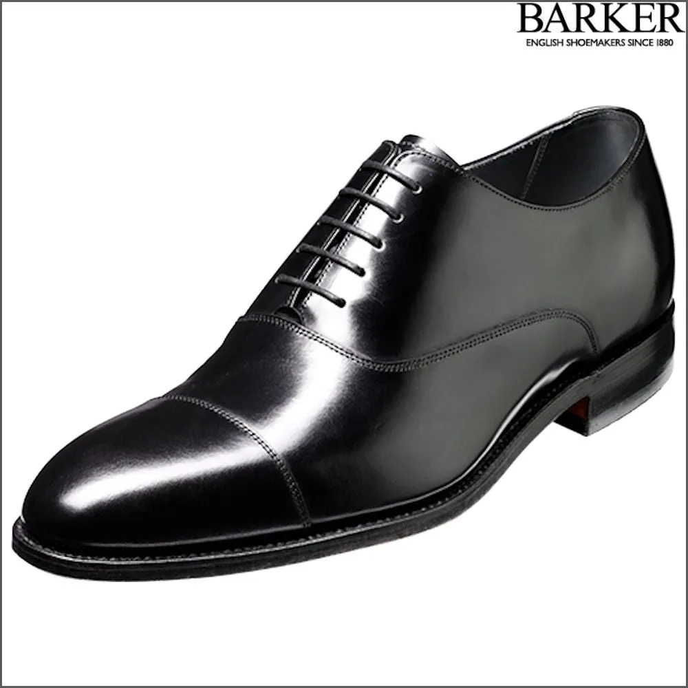 Barker Winsford Black Polish Oxford Toe Cap@