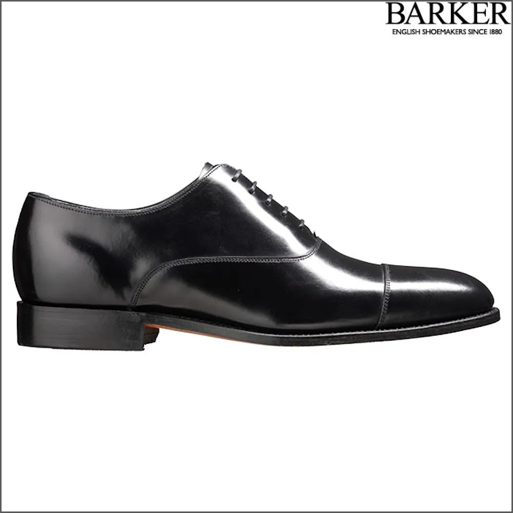 Barker Winsford Black Polish Oxford Toe Cap@