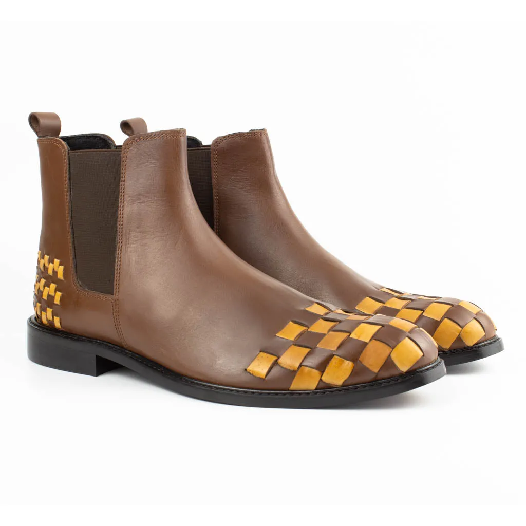 Brown Men's Chelsea Genuine Leather Boots
