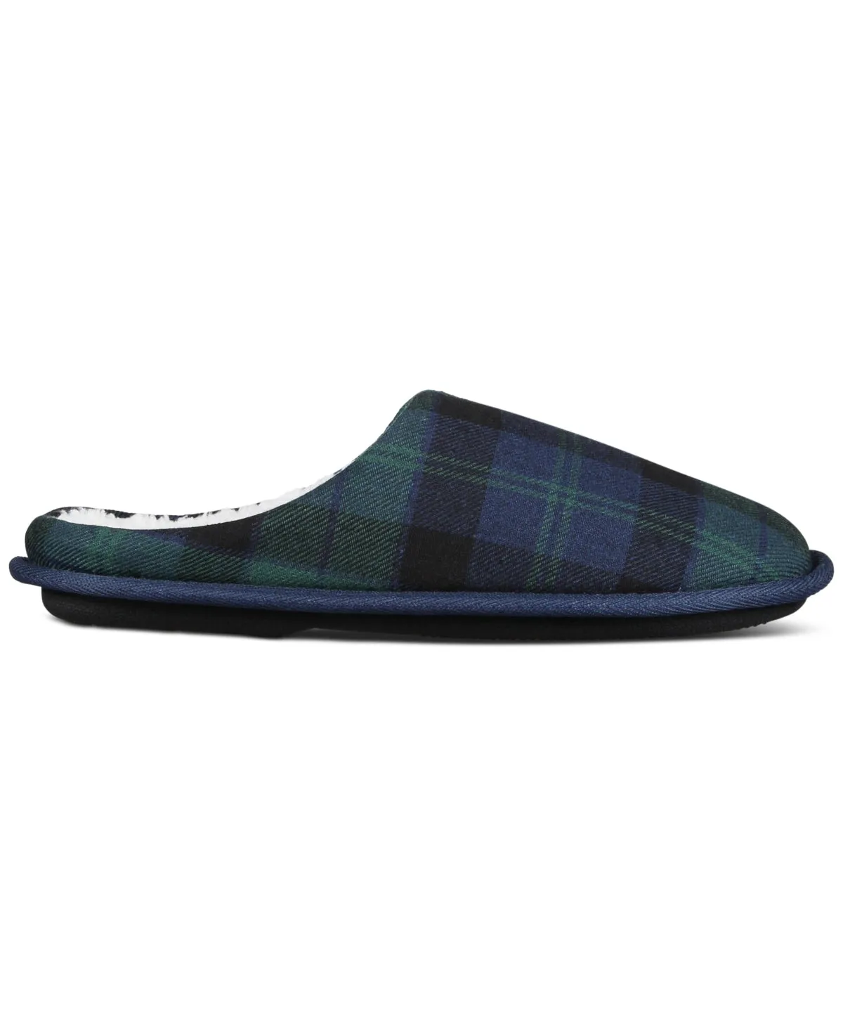 Club Room Men's Jake Plaid Slip On Slippers Blue Green Small  6 to 7