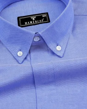 Crayola Blue Plain Oxford Cotton Formal Shirt