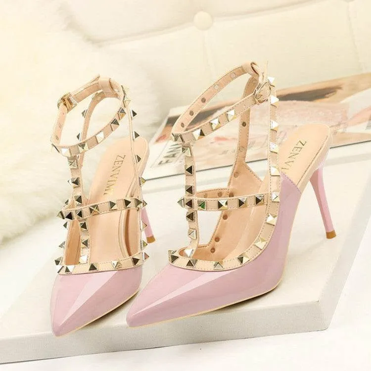 Elegant Pointed Rivet High Heel Stilettos