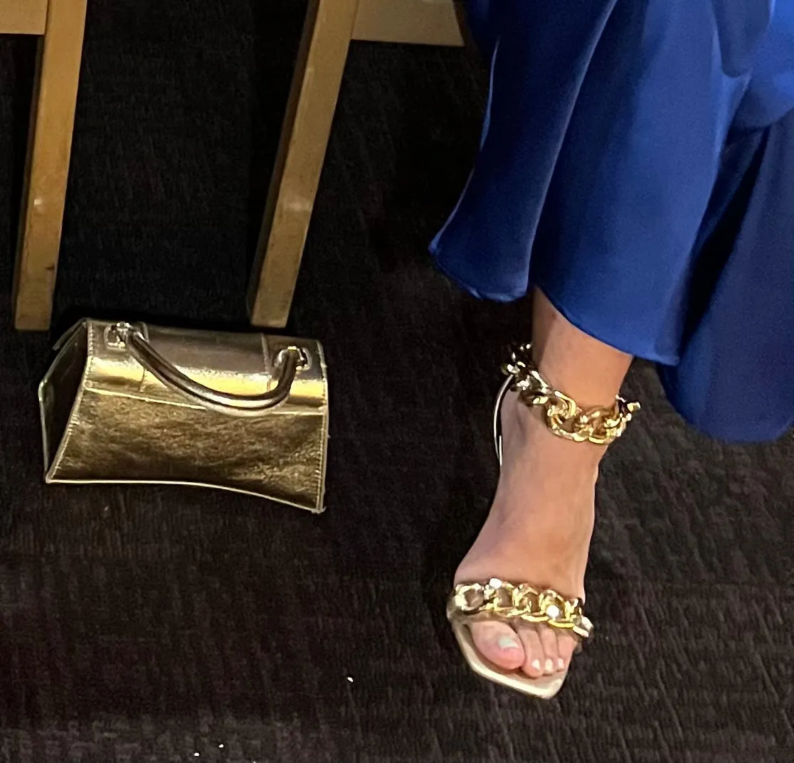 FINAL SALE: True Religion Milagros Faux Leather Chain Detail Sandals