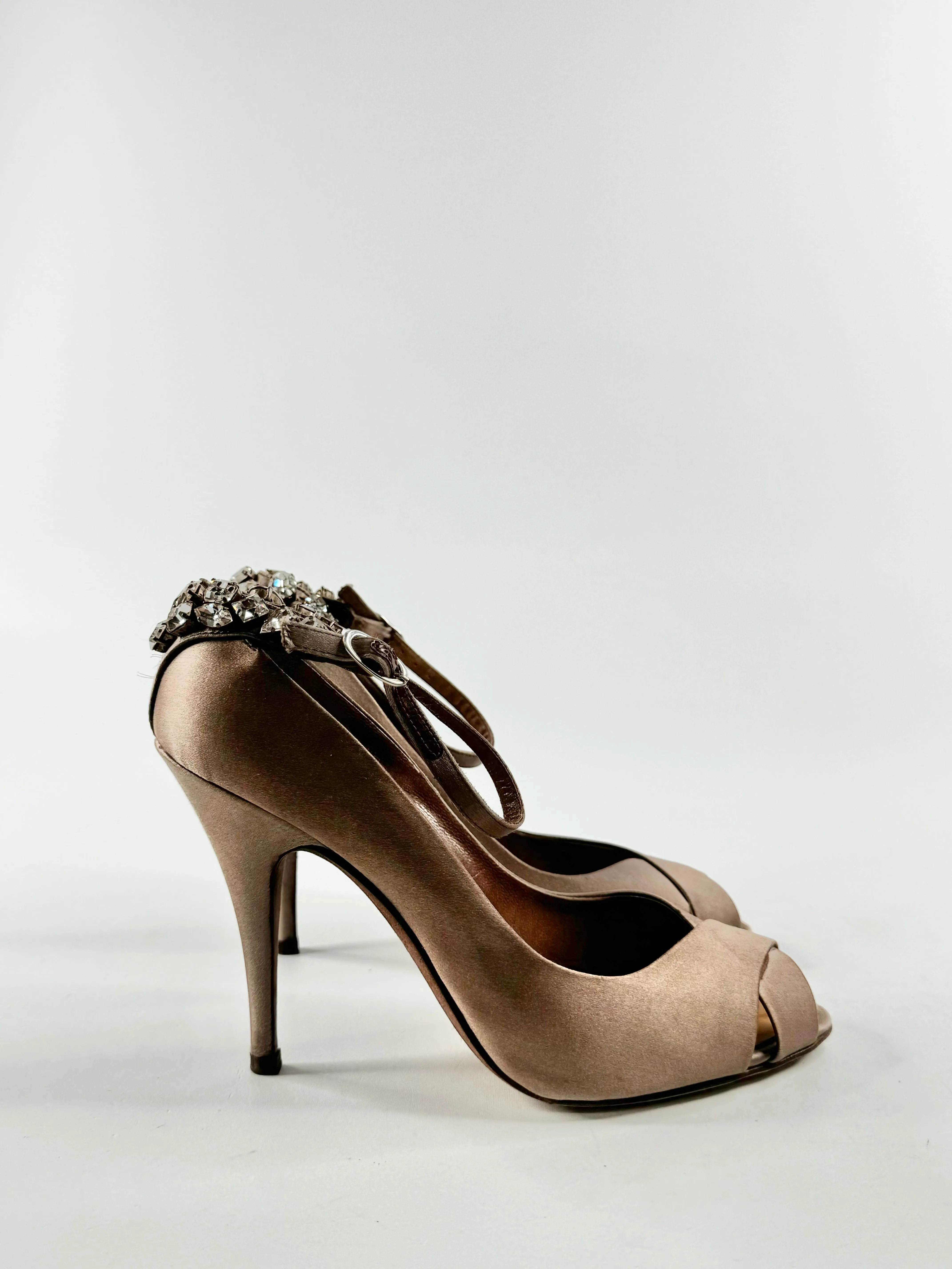 Giuseppe Zanotti Bejewelled Satin Stilettos - EU38