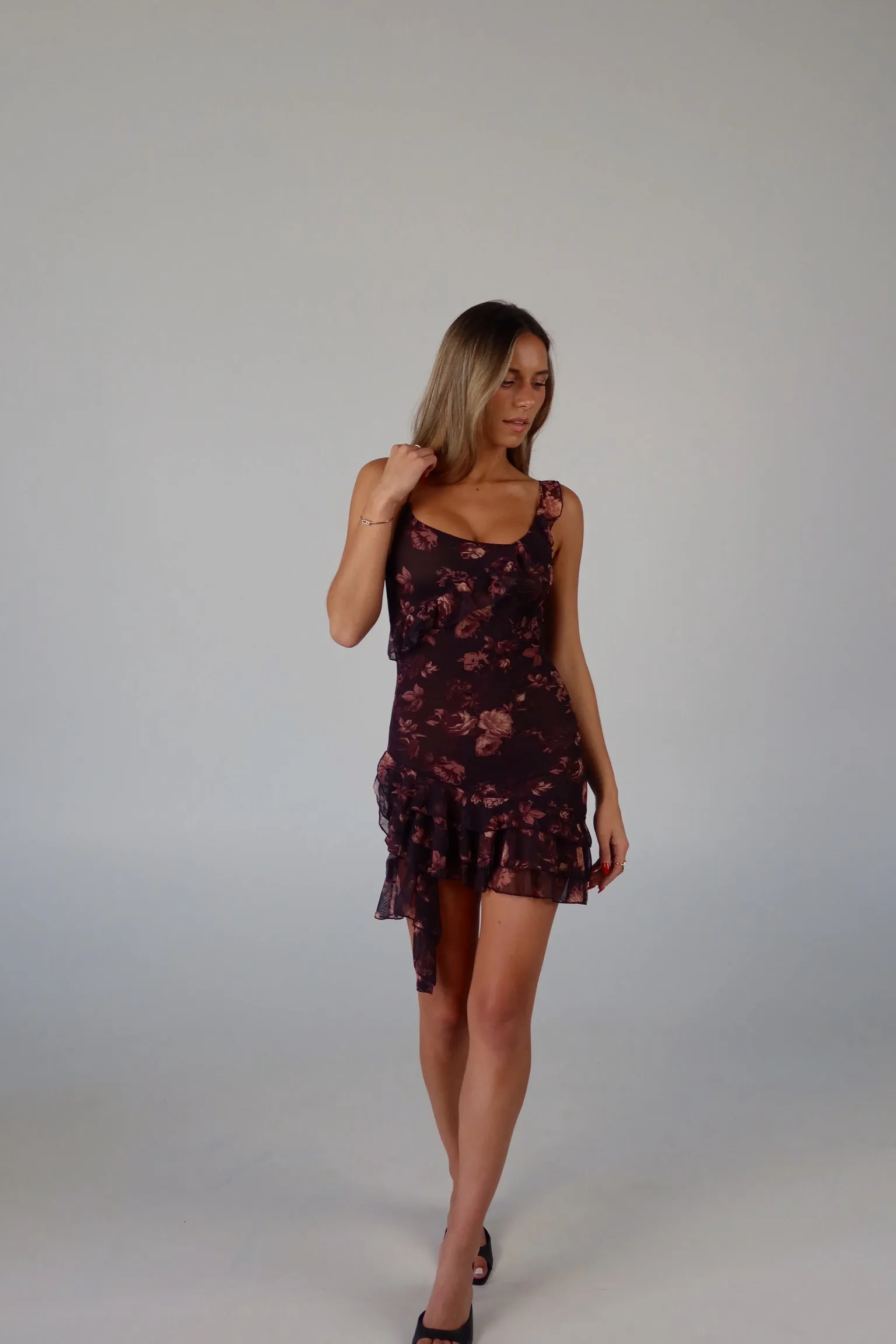 Hannah Hanky Hem Mesh Slip Dress