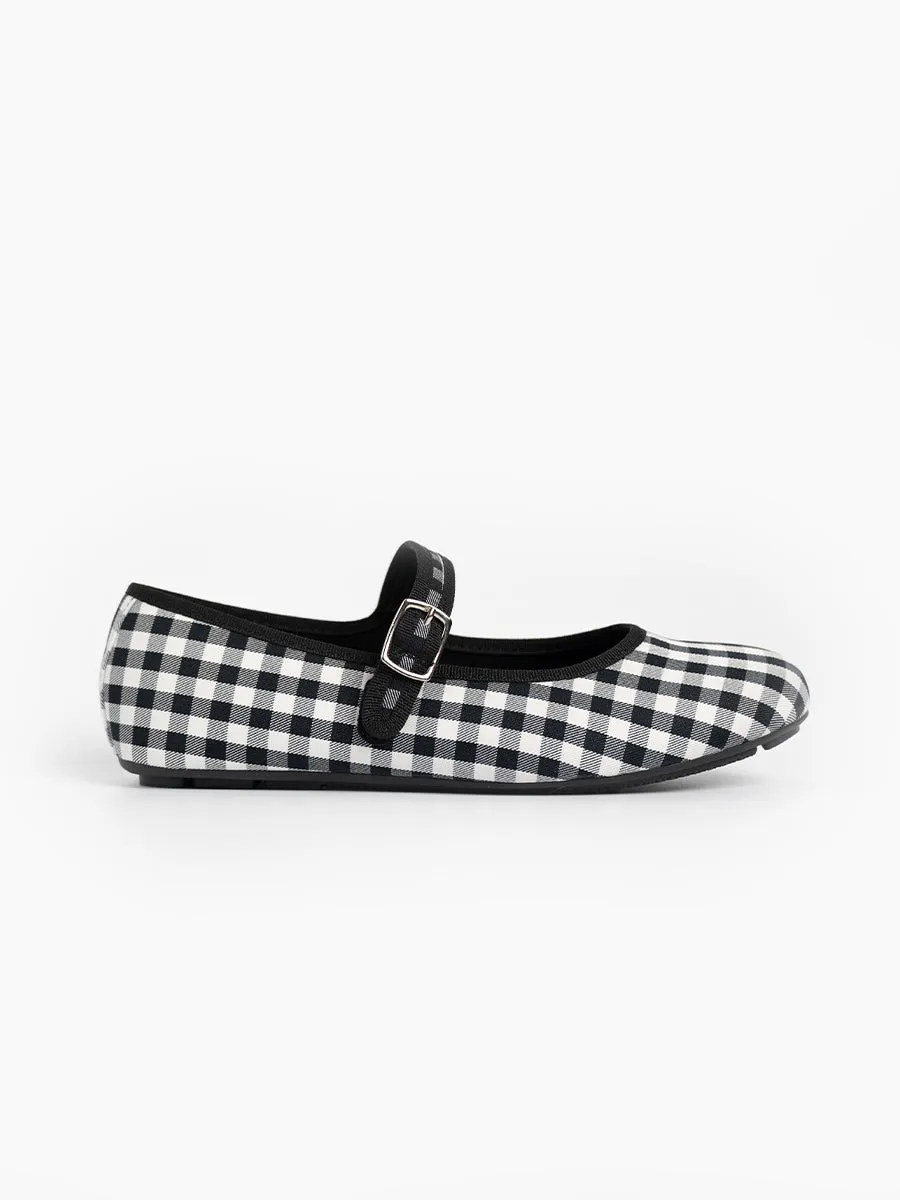 Heidi Checkered Strap Flats