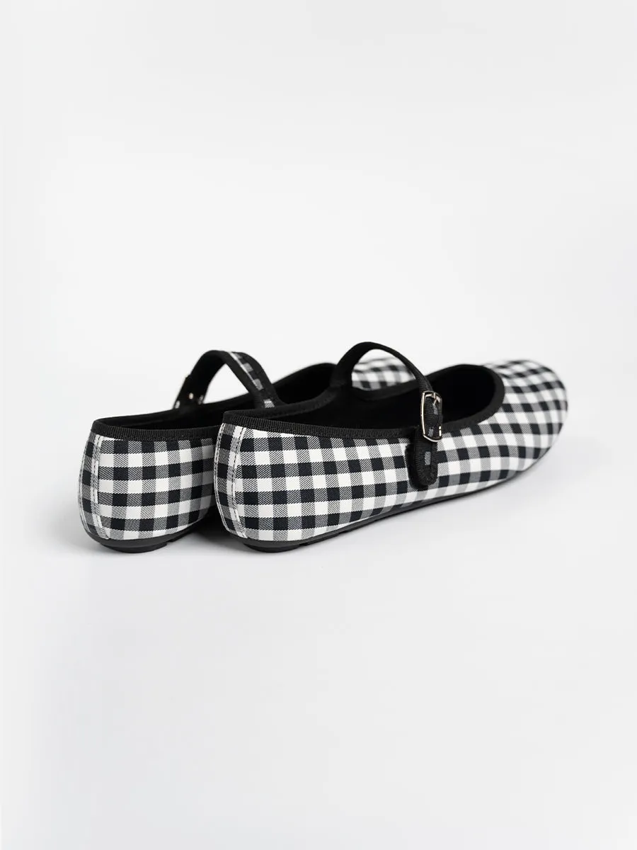 Heidi Checkered Strap Flats