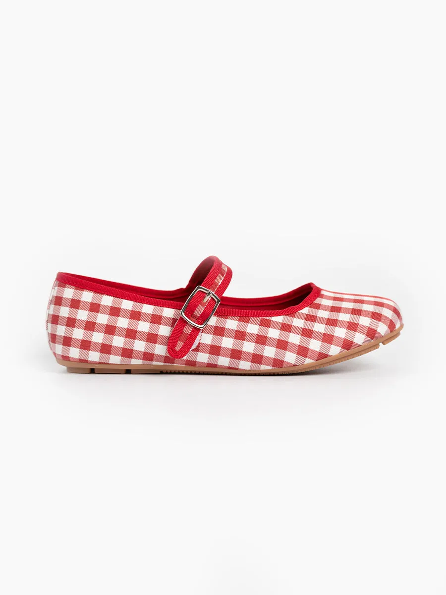 Heidi Checkered Strap Flats