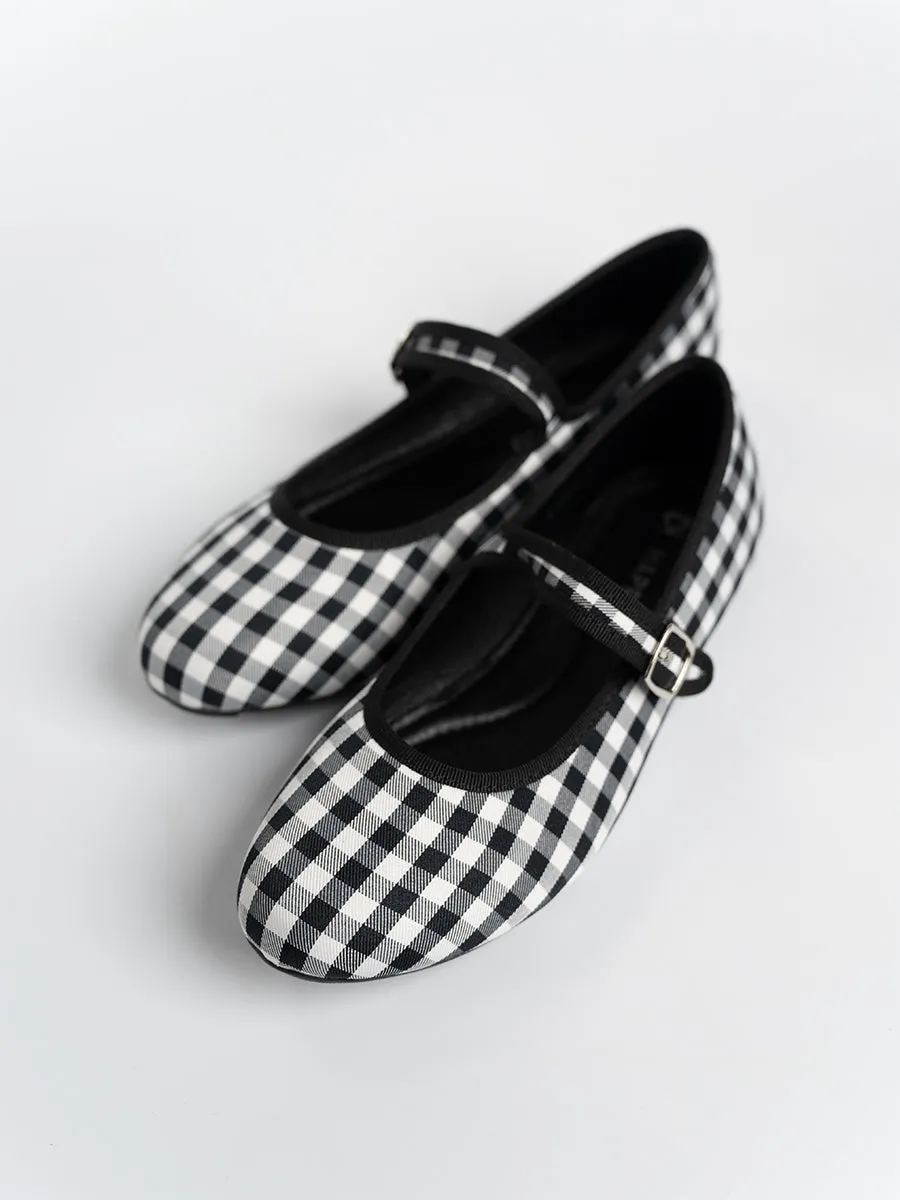 Heidi Checkered Strap Flats