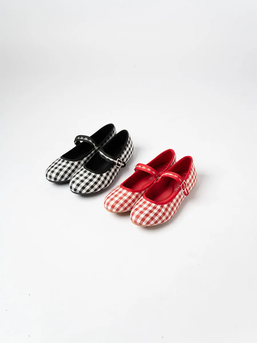 Heidi Checkered Strap Flats