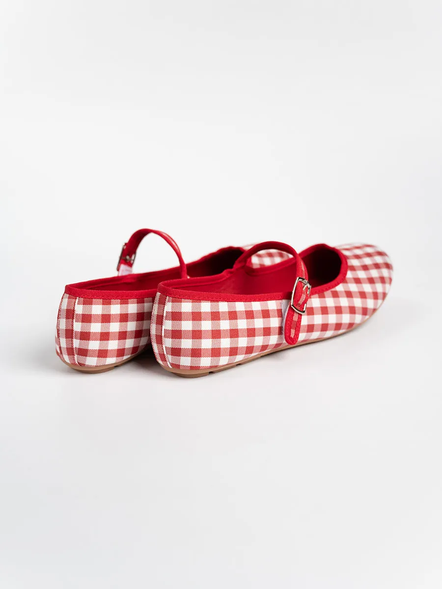 Heidi Checkered Strap Flats