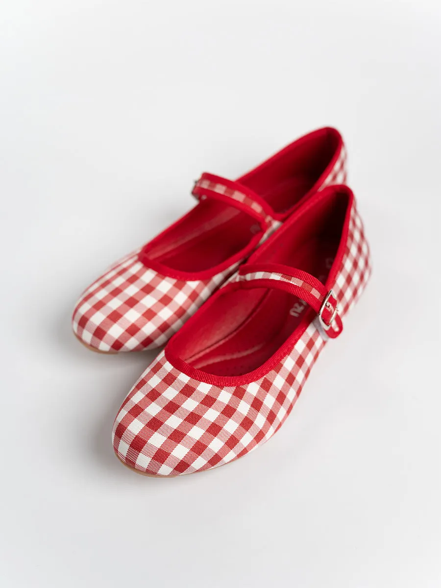 Heidi Checkered Strap Flats