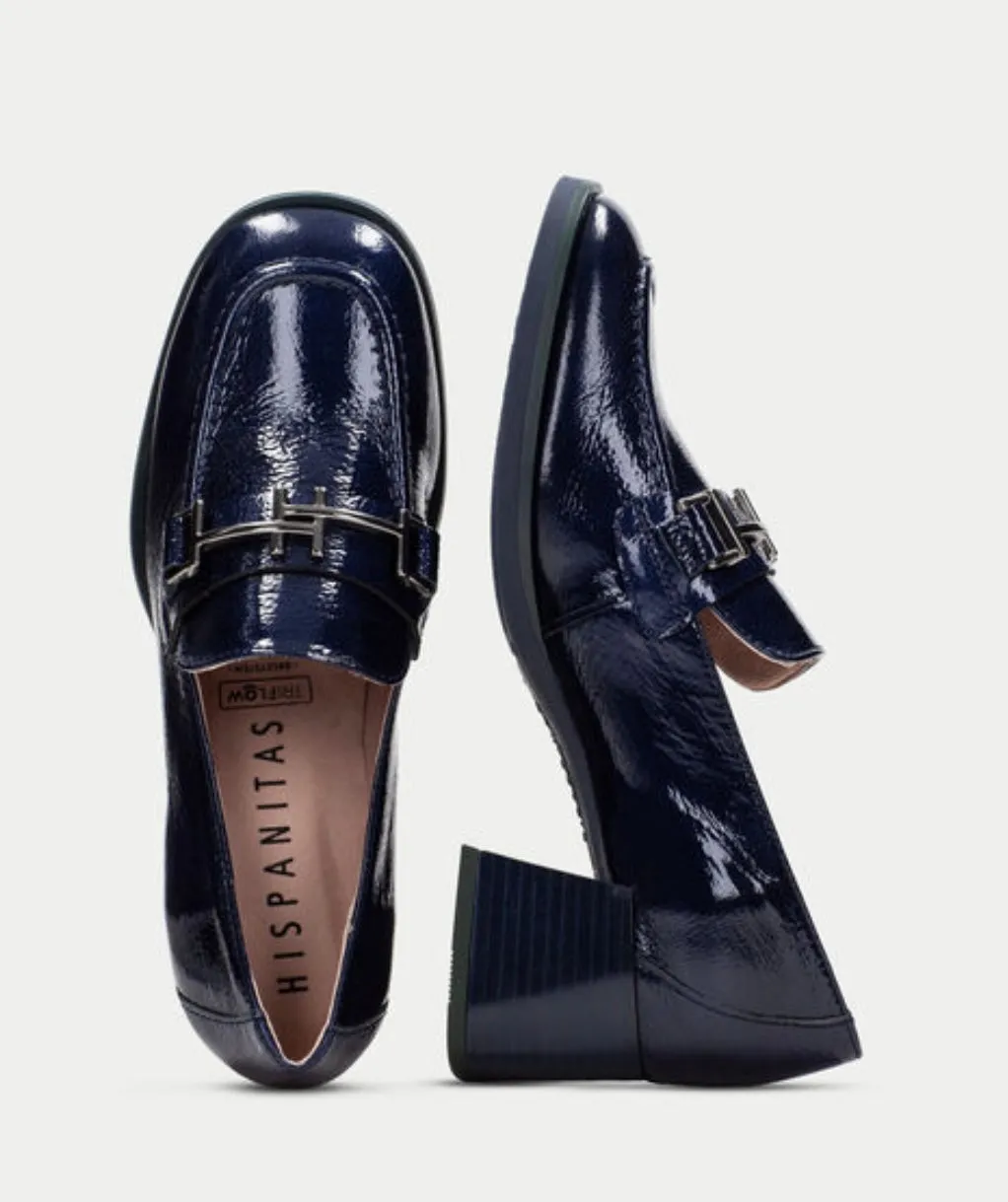 Hispanitas navy leather moccasins