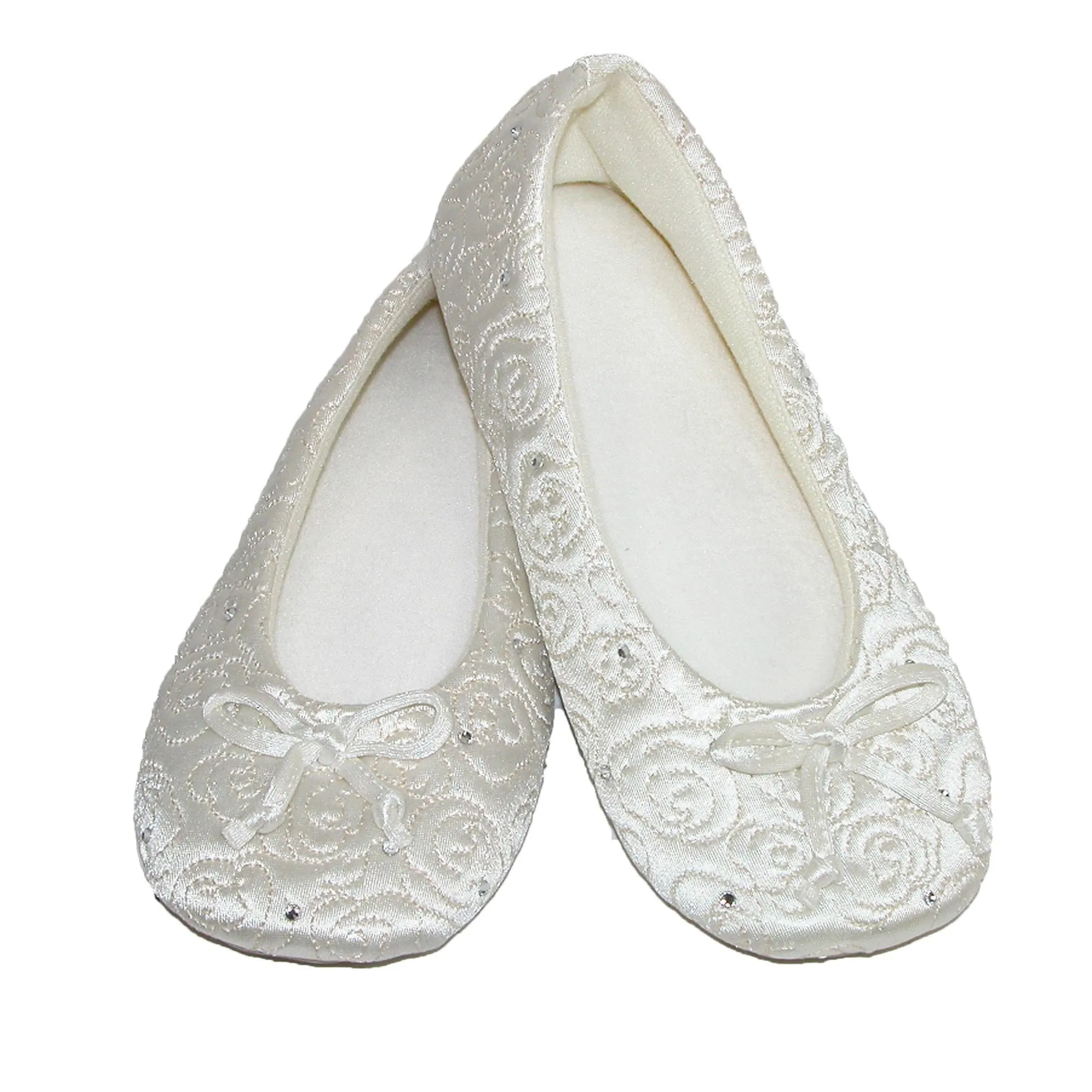 Isotoner Women's Terry Lined Rose Quilted Ballerina Slippers