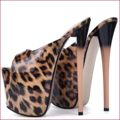 Leopard Print High Heels: Handmade 8 Inch Stilettos