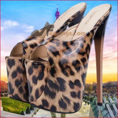 Leopard Print High Heels: Handmade 8 Inch Stilettos