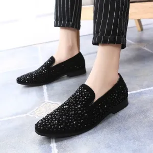 Men's Casual Shoes With Rhinestones Peas Shoes Nightclub Men's Pointed Toe Shoes