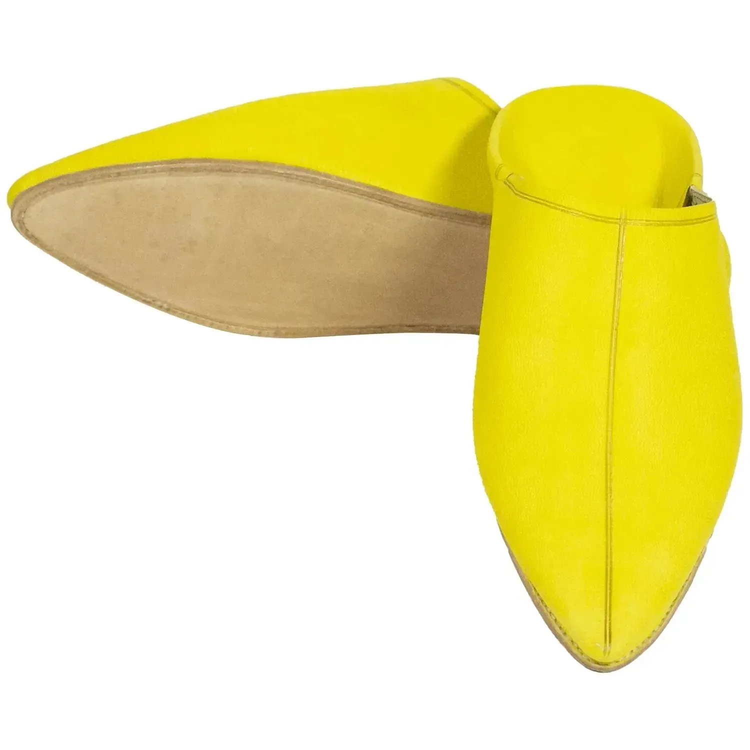 Moroccan Handmade Yellow Leather Slippers