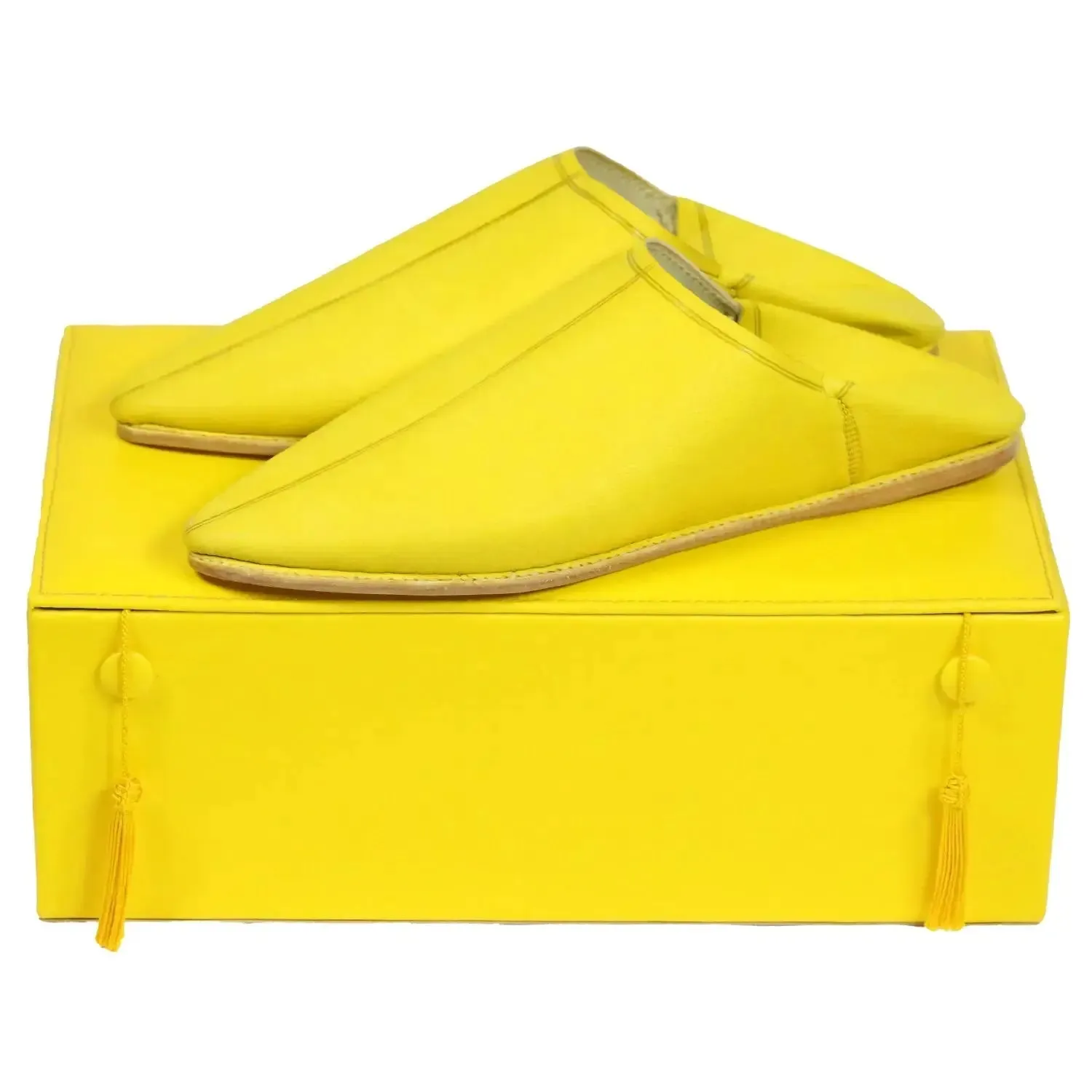 Moroccan Handmade Yellow Leather Slippers