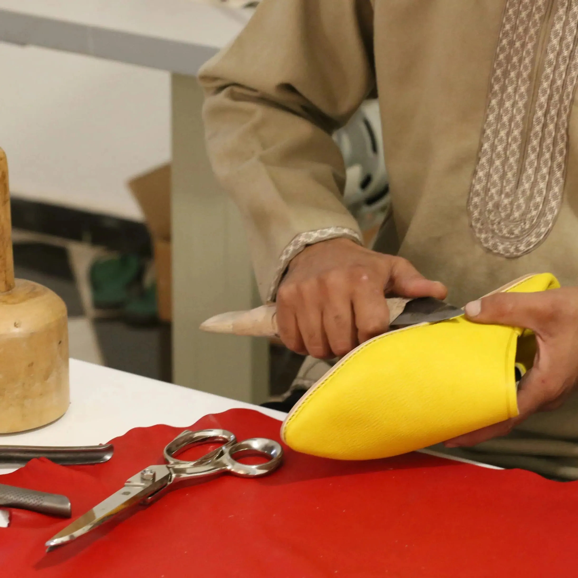 Moroccan Handmade Yellow Leather Slippers