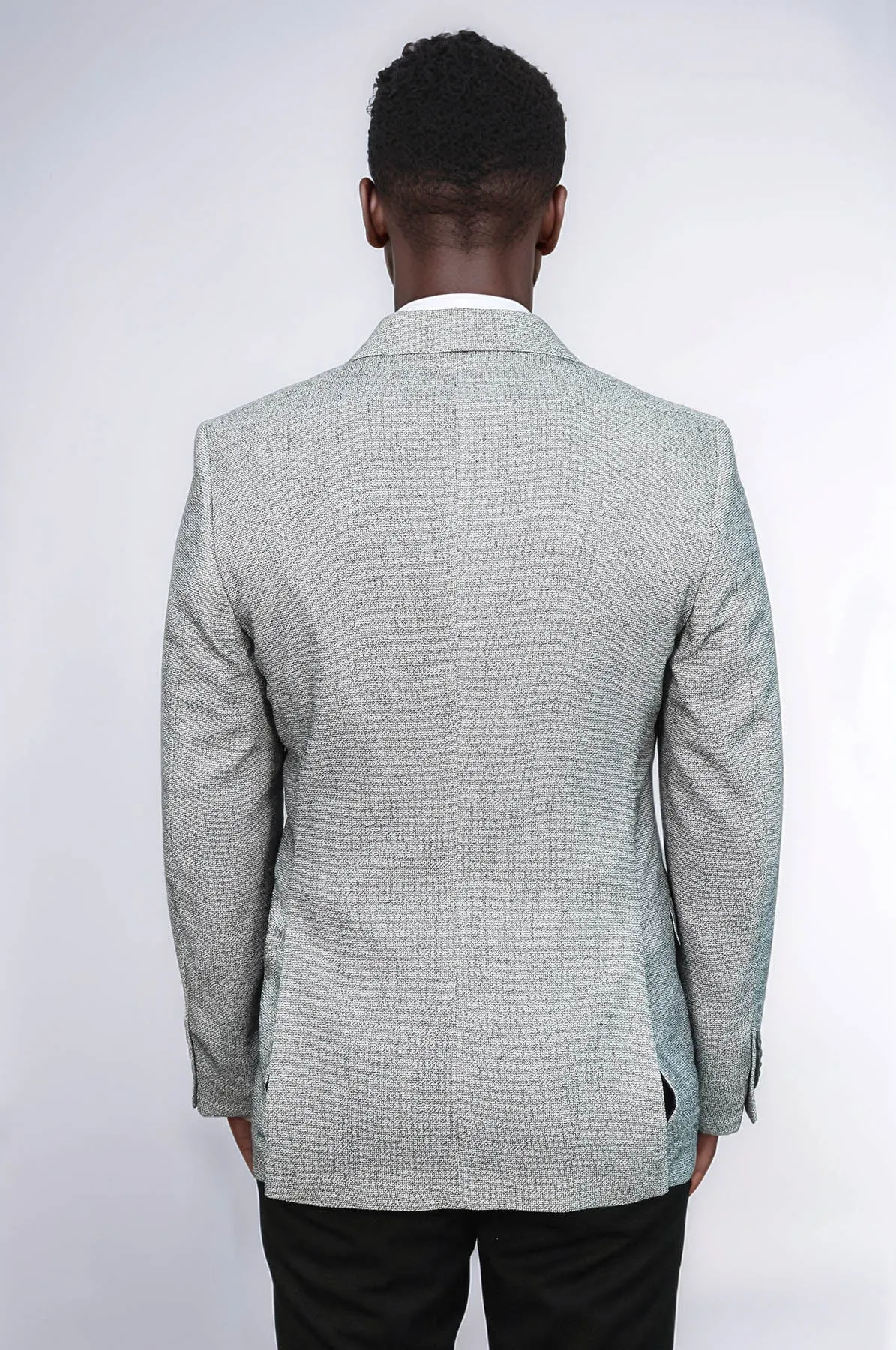 Patterned Slim Fit Grey Men Blazer - Wessi