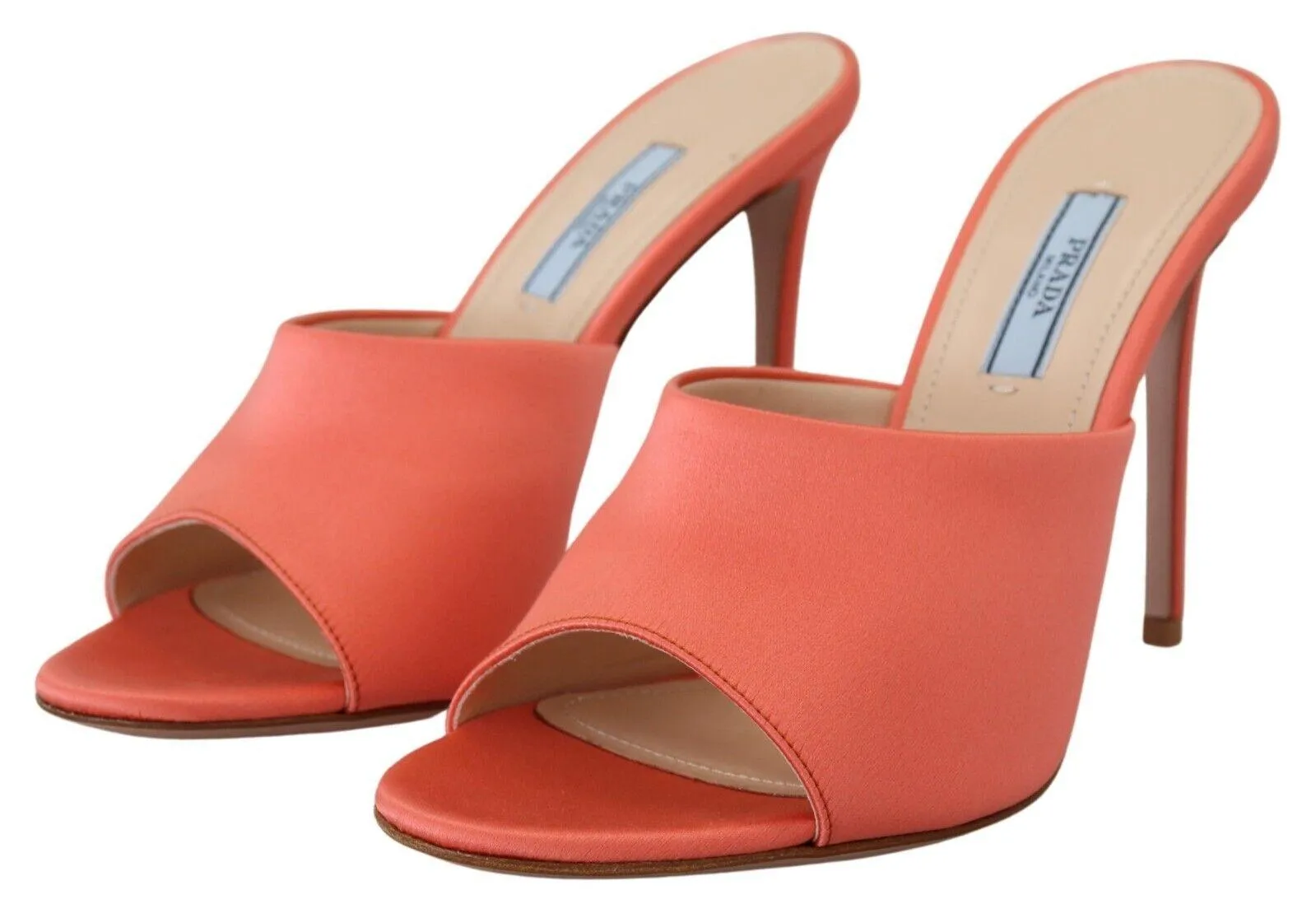 Prada Coral Calzature Leather Stilettos Heels Sandals Shoes