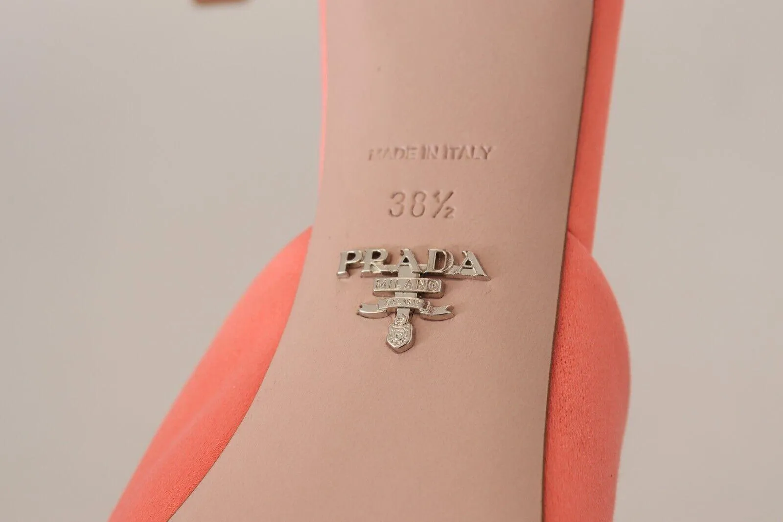 Prada Coral Calzature Leather Stilettos Heels Sandals Shoes