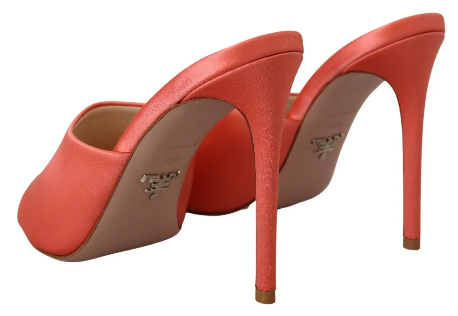 Prada Coral Calzature Leather Stilettos Heels Sandals Shoes