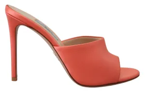 Prada Coral Calzature Leather Stilettos Heels Sandals Shoes