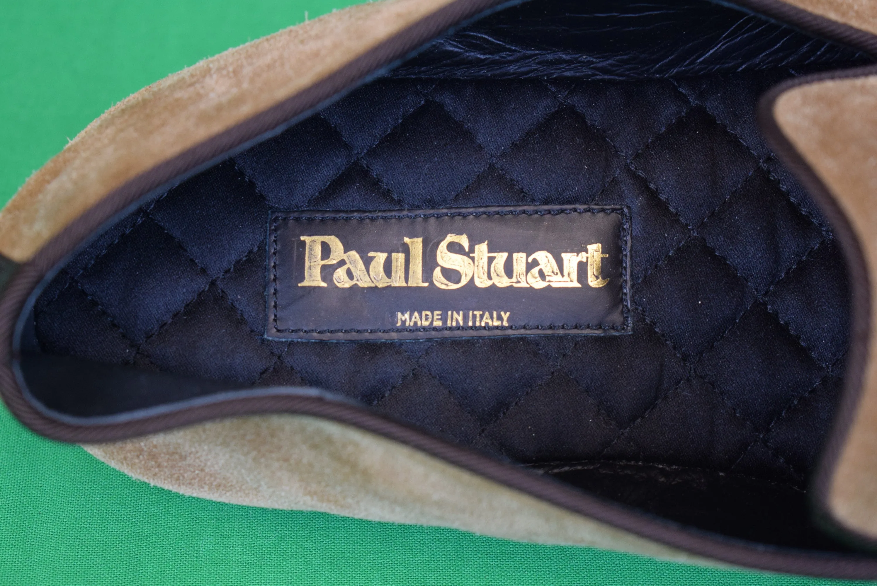 "Paul Stuart Taupe Suede Tassel Driving Moccasins Made In Italy" Sz 12M