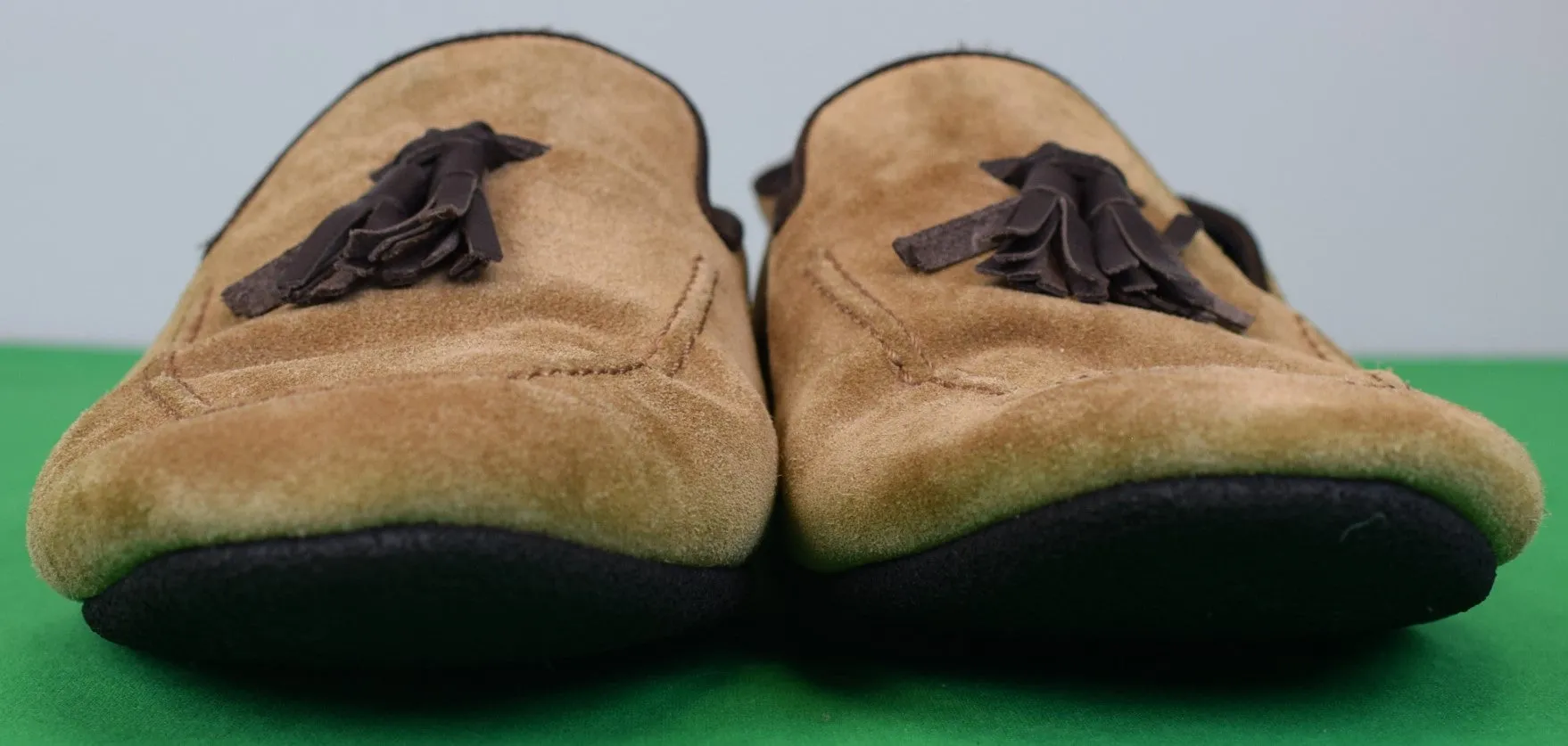 "Paul Stuart Taupe Suede Tassel Driving Moccasins Made In Italy" Sz 12M