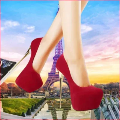 Red Micro Suede Stilettos: Handmade 9 inch Heels