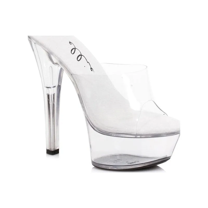 Slip On Platform Sandal Mule Clear 6in - 3 sizes