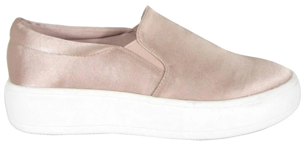 Soda Women's Closed Round Toe Slip-On Platform Flatform Fashion Sneaker