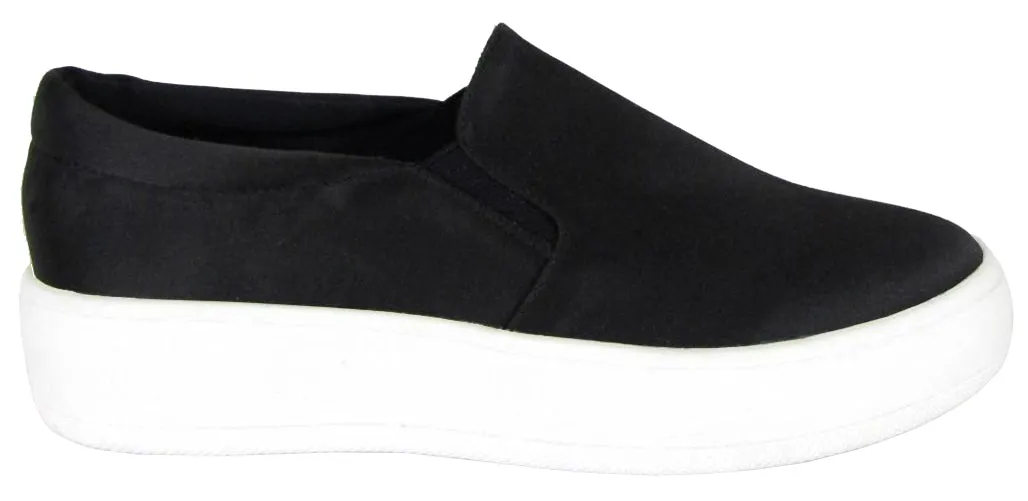 Soda Women's Closed Round Toe Slip-On Platform Flatform Fashion Sneaker