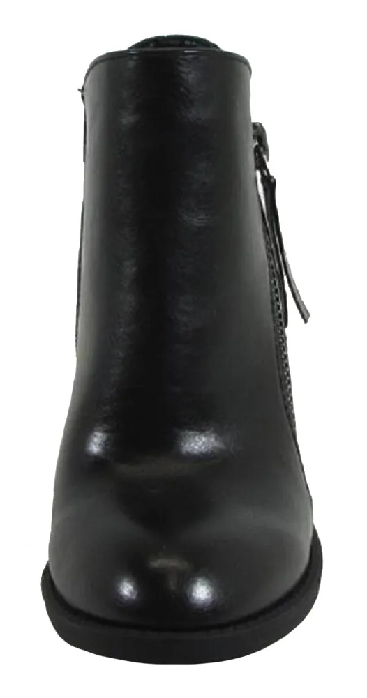 Soda Women's Closed Toe Side Zip Chunky Stacked Block Heel Ankle Bootie
